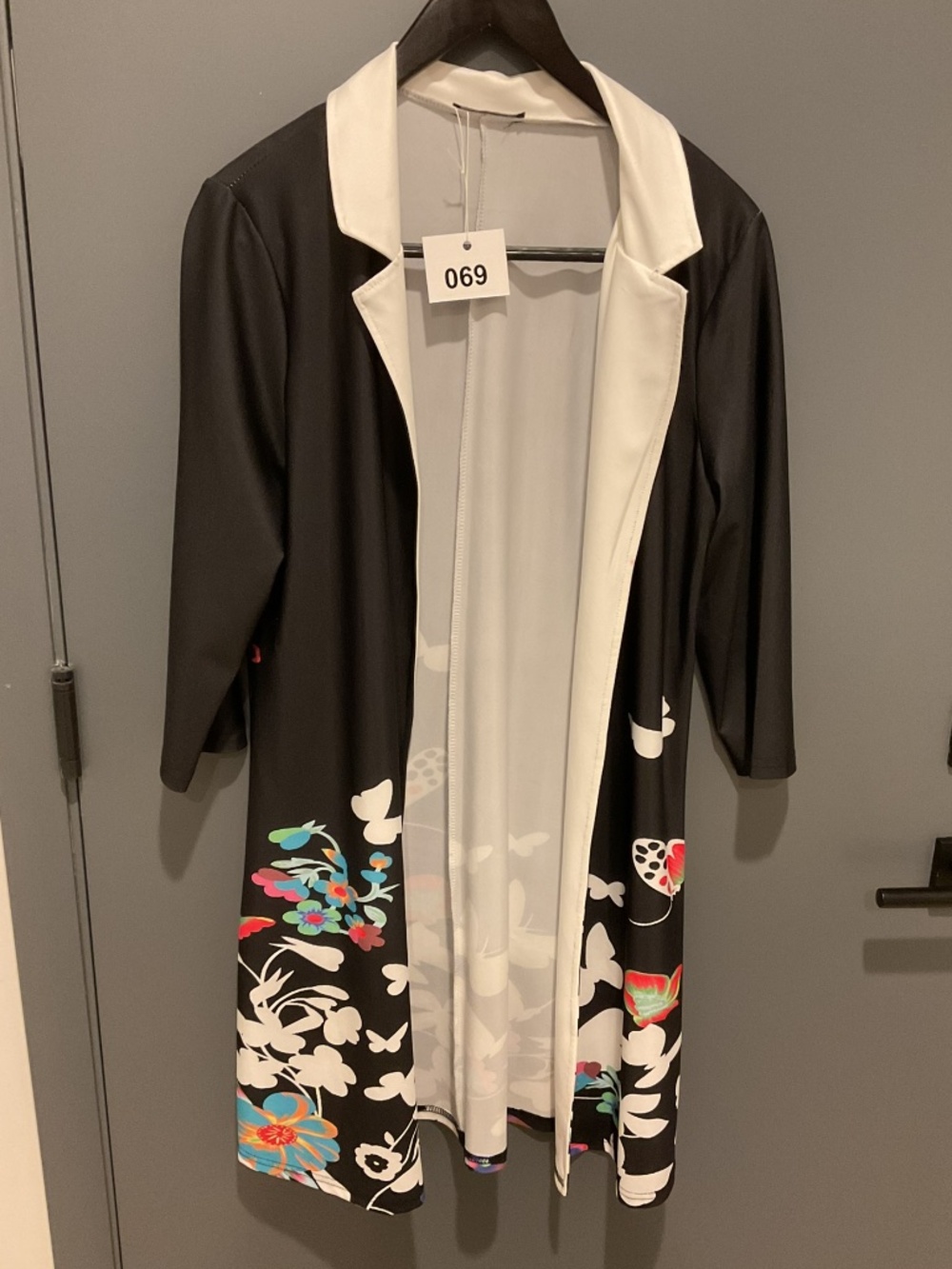 Lily by Firmiana Black Duster with Floral Pattern